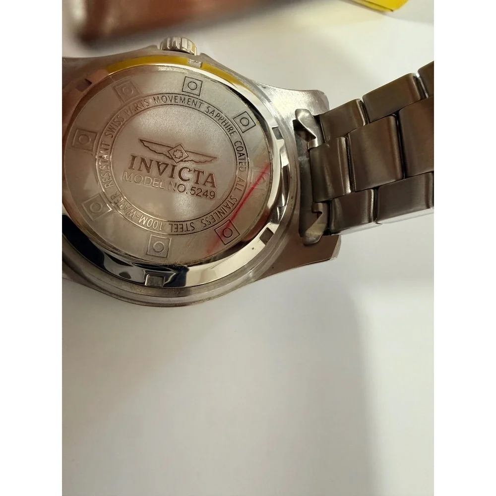 Invicta 5249 Wristwatch Mens OS Silver Good Stainless Steel Day Date White Dial